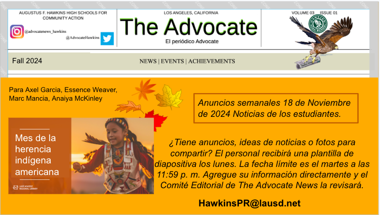 Anuncios semanales de The Advocate News