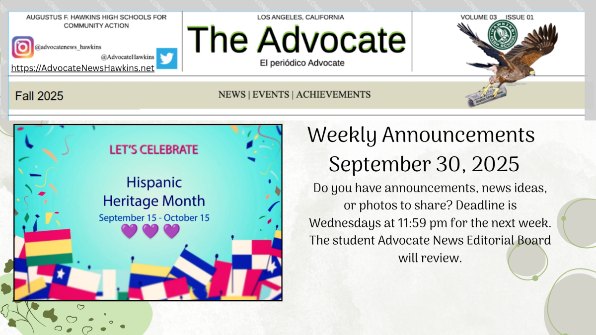 Announcements Week of September 30
