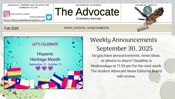 Announcements Week of September 30