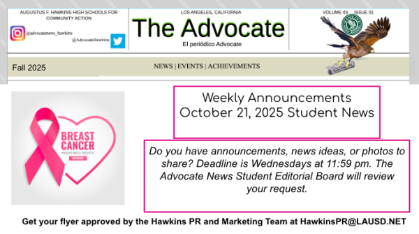 Announcements Week of Oct 21