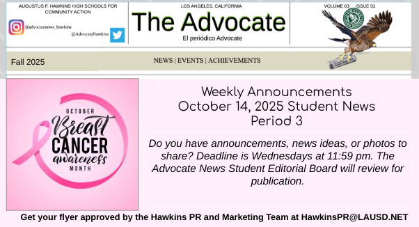 Announcement week of October 14th