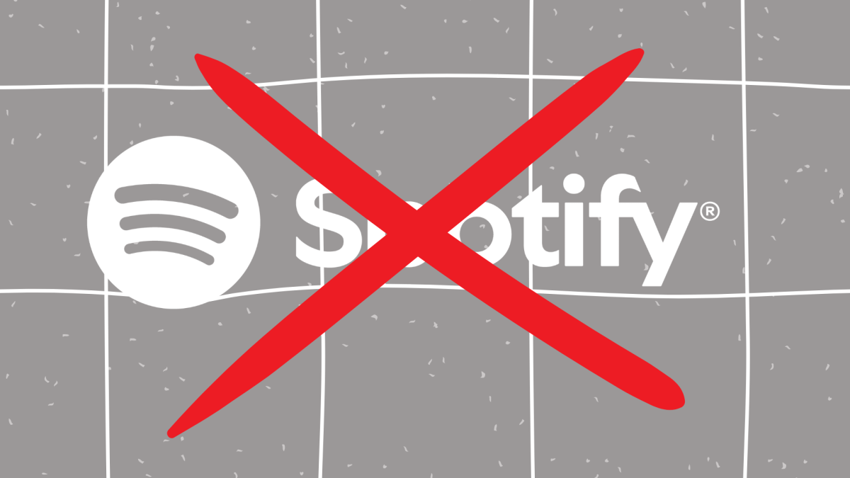 The "No Spotify" sign showing that Spotify is no more; 
