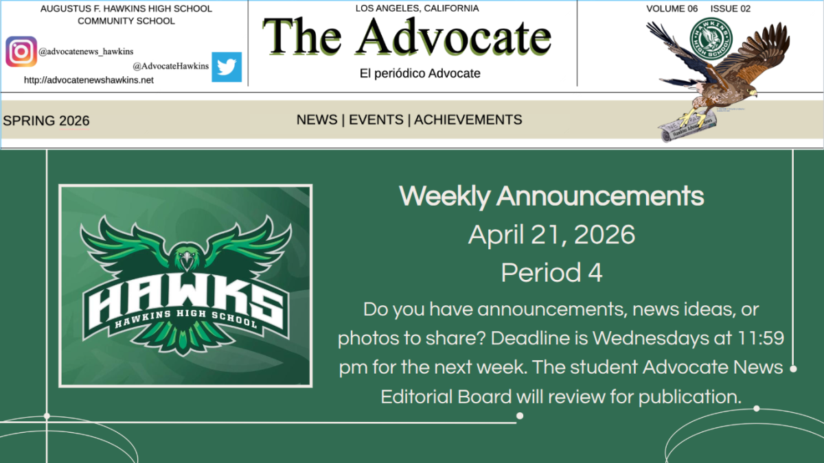 Weekly Announcements for April 21st