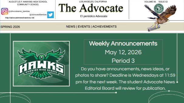 Announcements for the Week of May 12