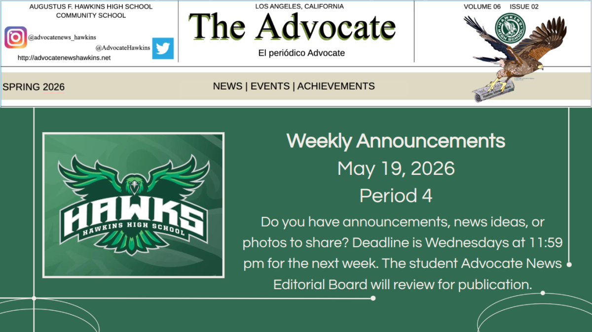 Announcements for the Week of May 19