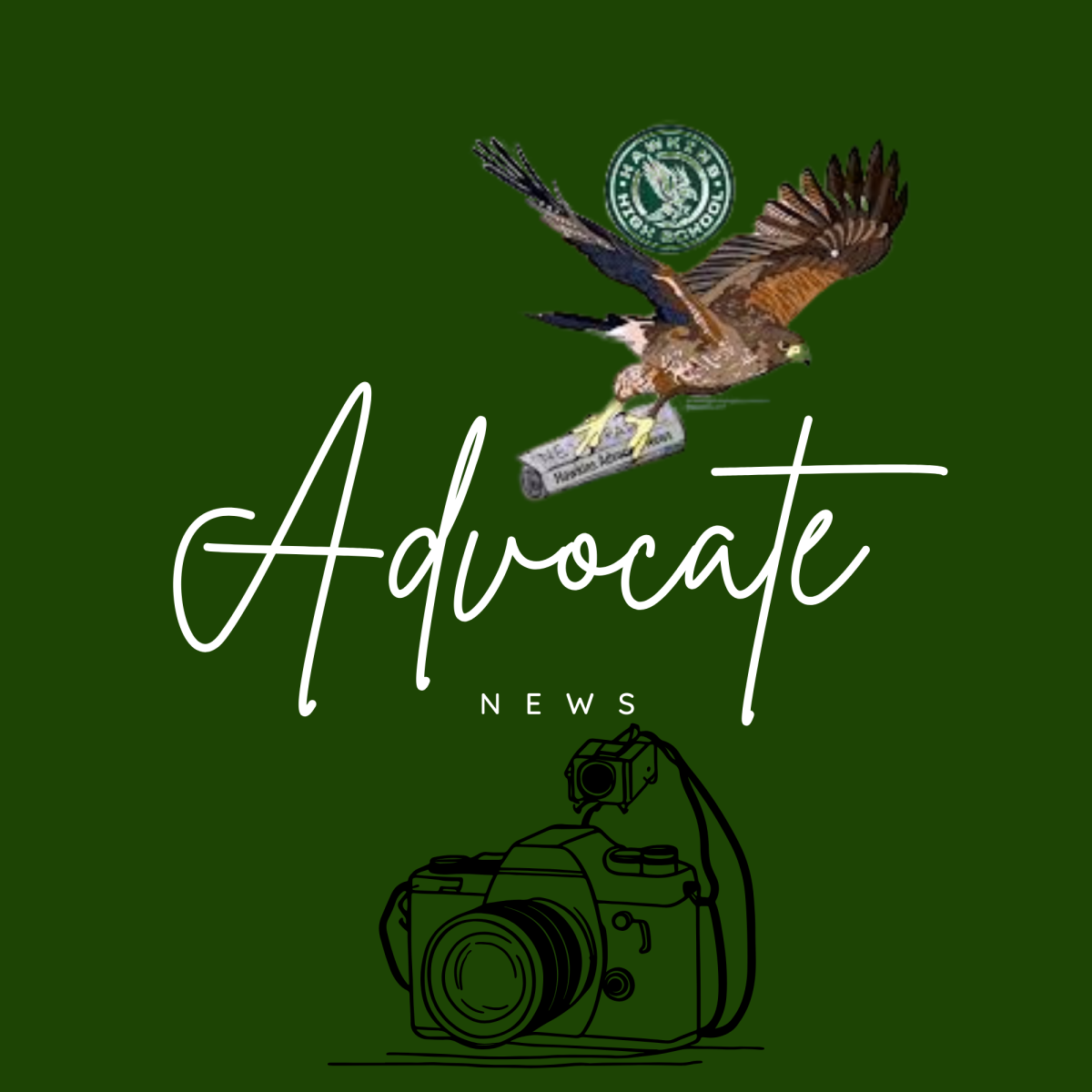 A student-made version of the Advocate News logo as a redesign.