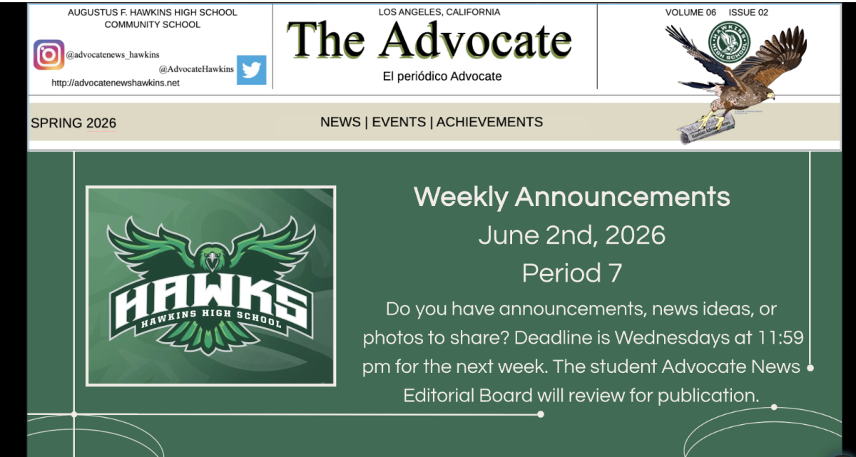 Announcements for the Week of June 2