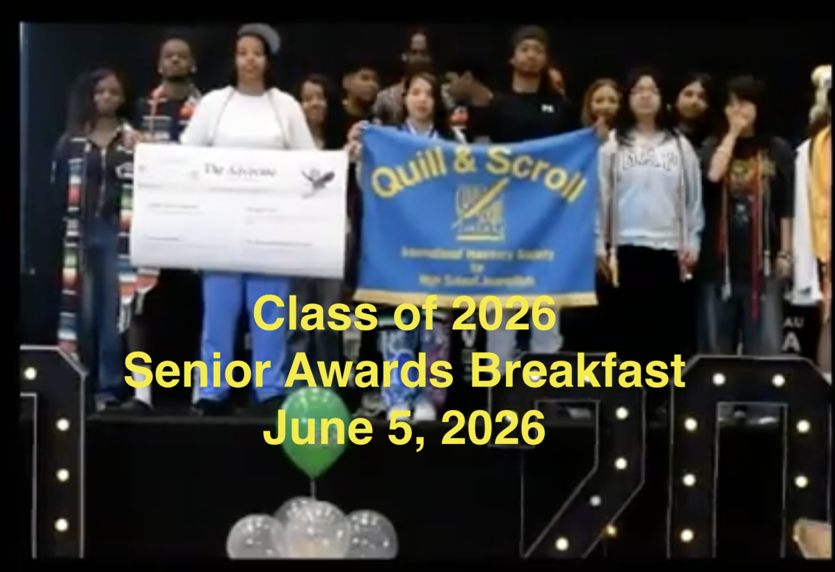 Class of 2026 Senior Awards Breakfast title slide, Friday, June 5, 2026 9am to 11am.